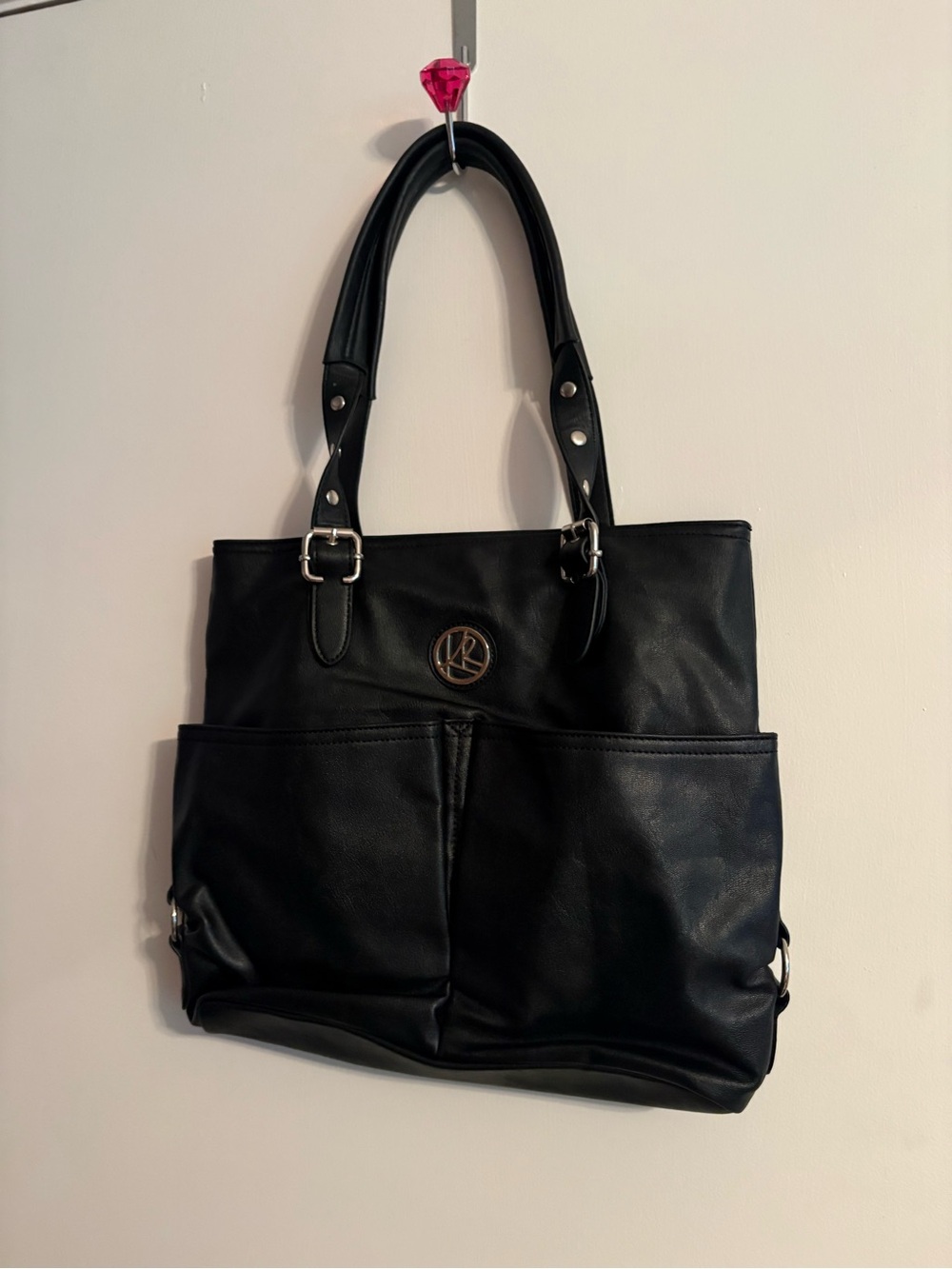 Kim Rogers Black Faux Leather Tote